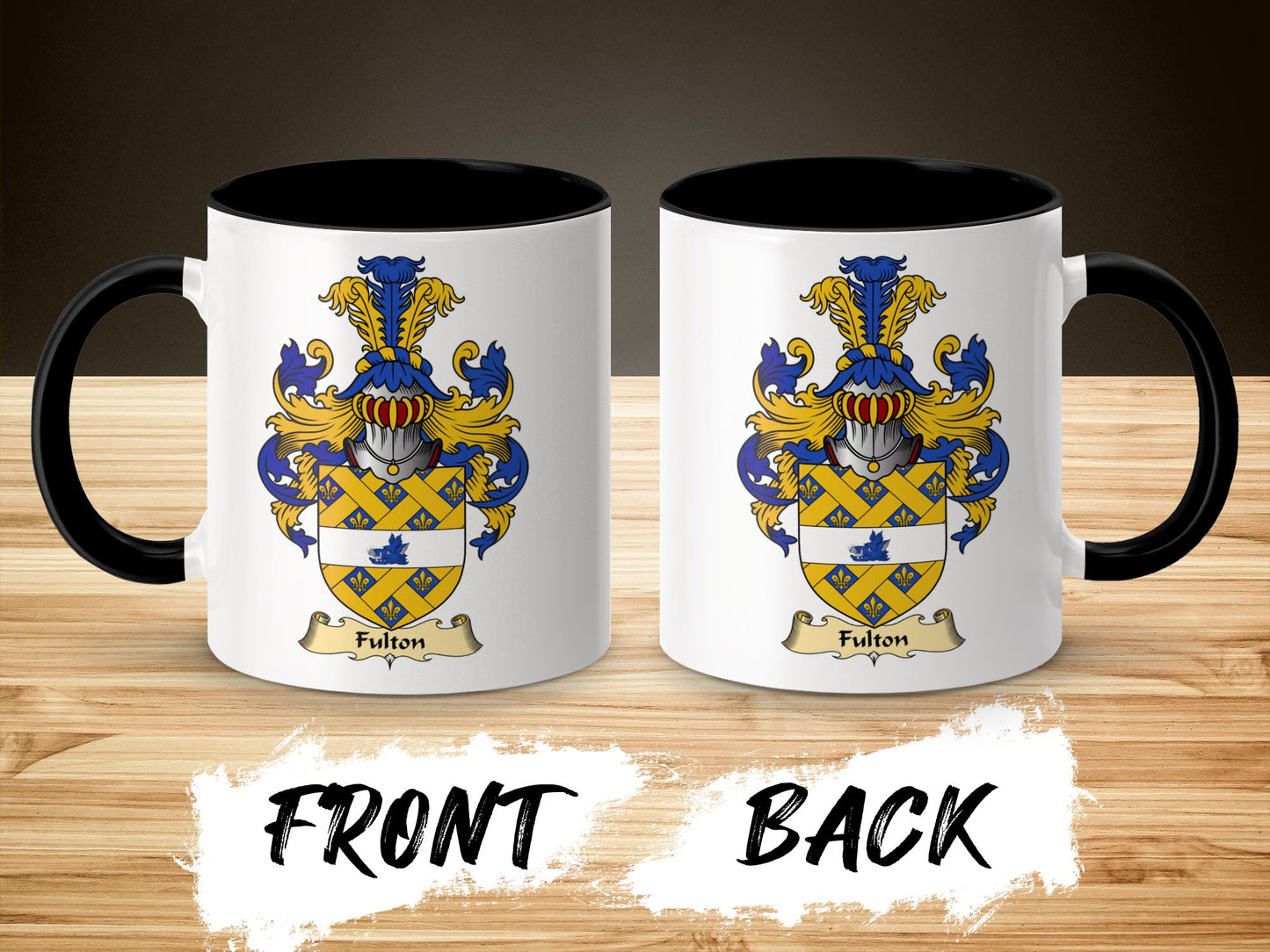 Clan Fulton Scottish coat of arms accent coffee Mug - Living Stone Gifts