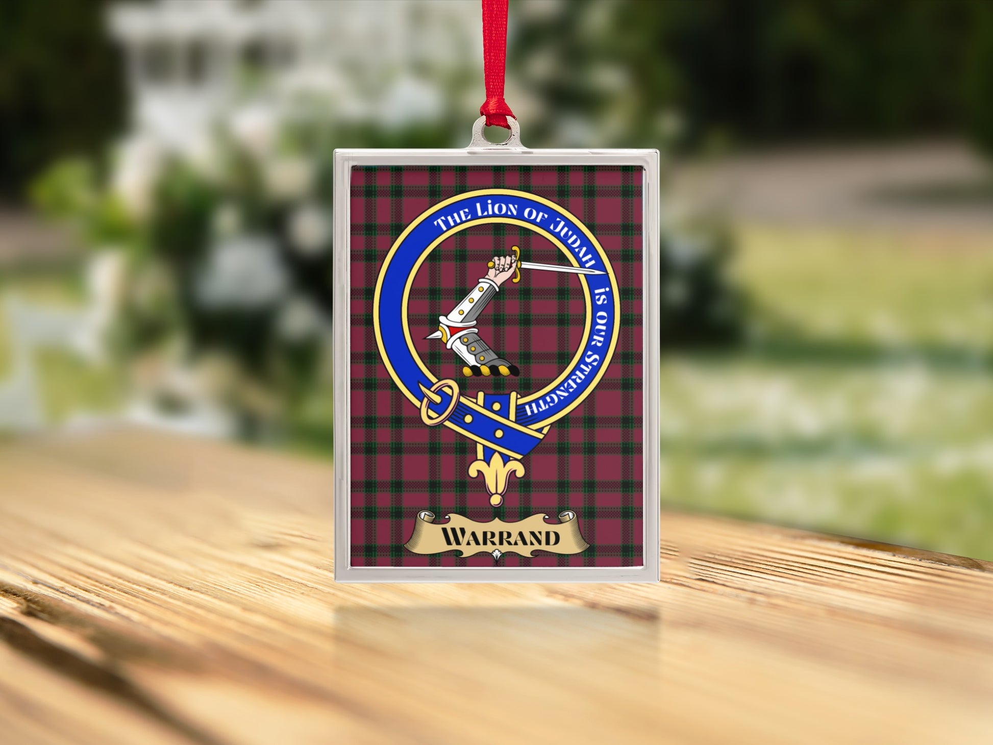 Family Crest Plaid Background Christmas Ornament product