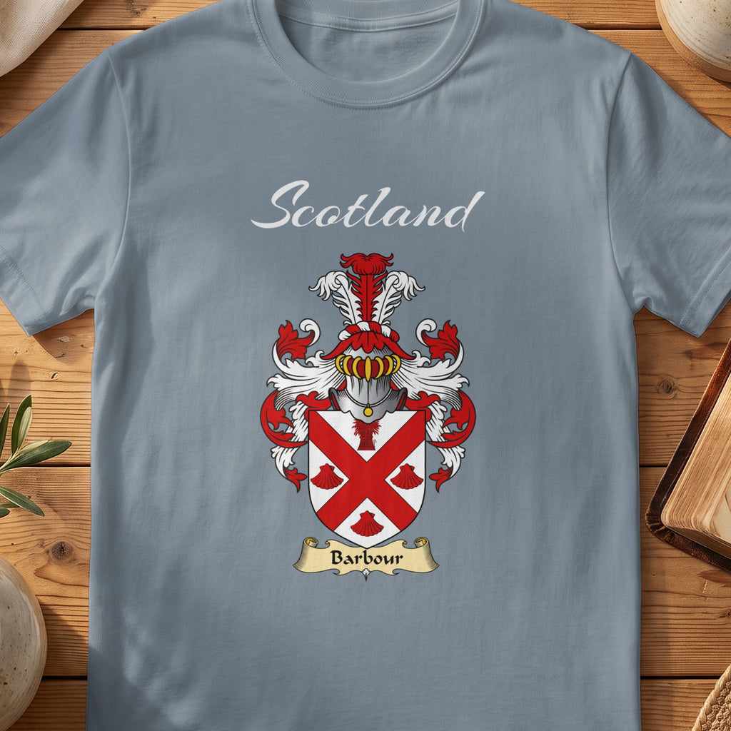 Barbour Scottish family shield T-shirt in Stone Blue