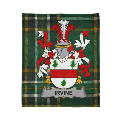 Irvine Crest Design Green and Red Tartan Blanket product type