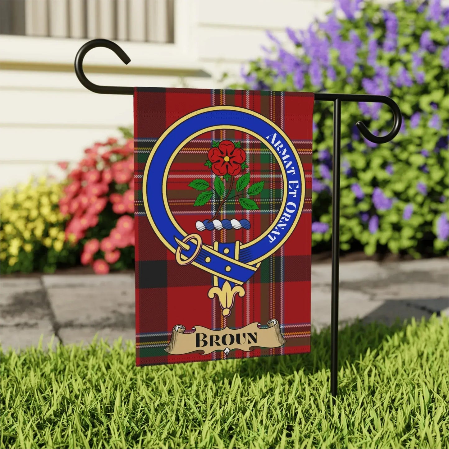 Armigerous Clan Broun Crest Garden Flag product type