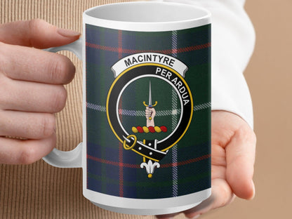 MacIntyre Crest Clan Tartan Scottish Plaid Pattern Mug - Living Stone Gifts