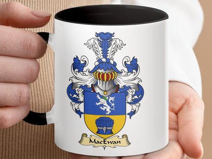 MacEwan Scottish Family Coat of Arms Crest Accent Mug - Living Stone Gifts