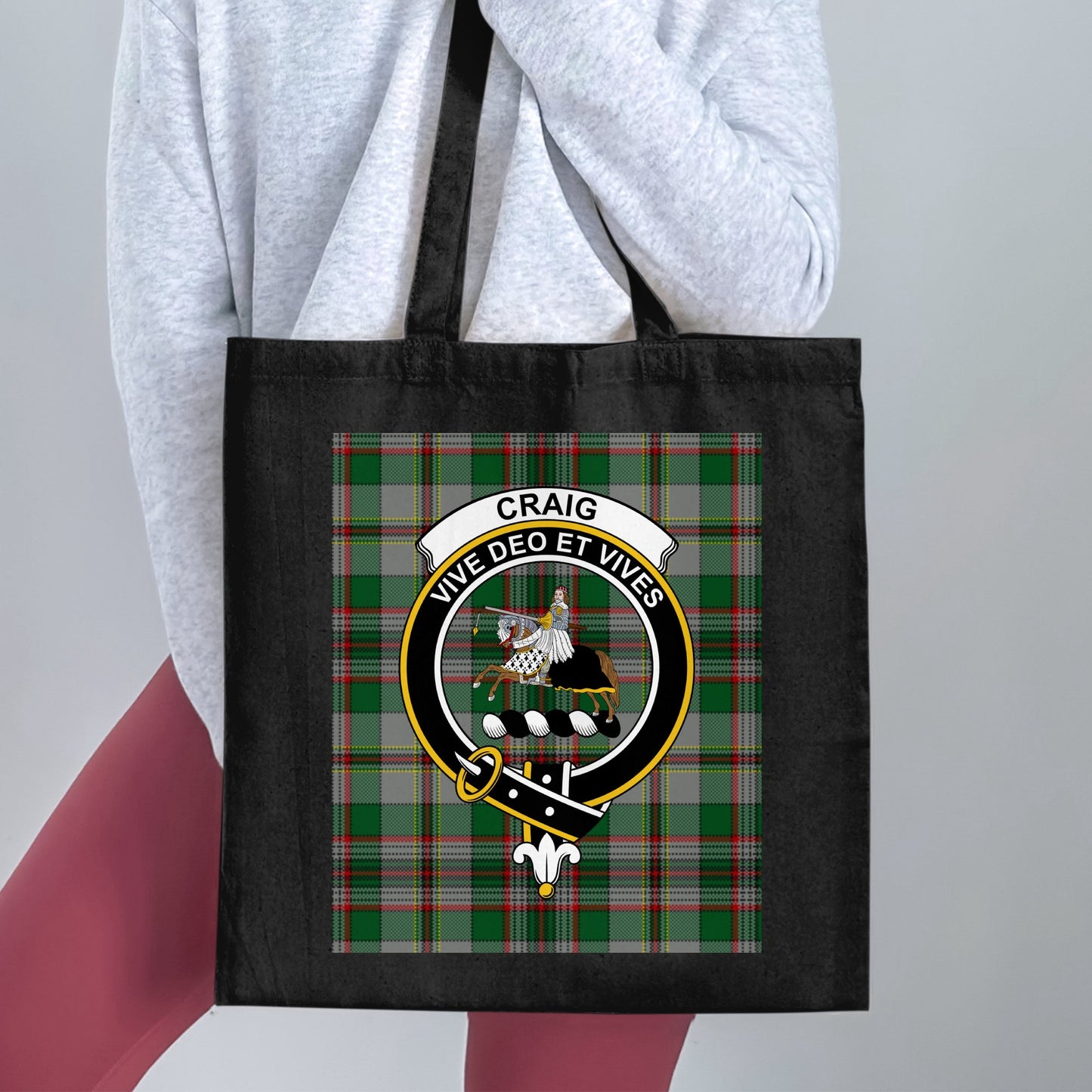 Craig Clan Crest Tartan Vive Deo Et Vives Tote Bag - Living Stone Gifts