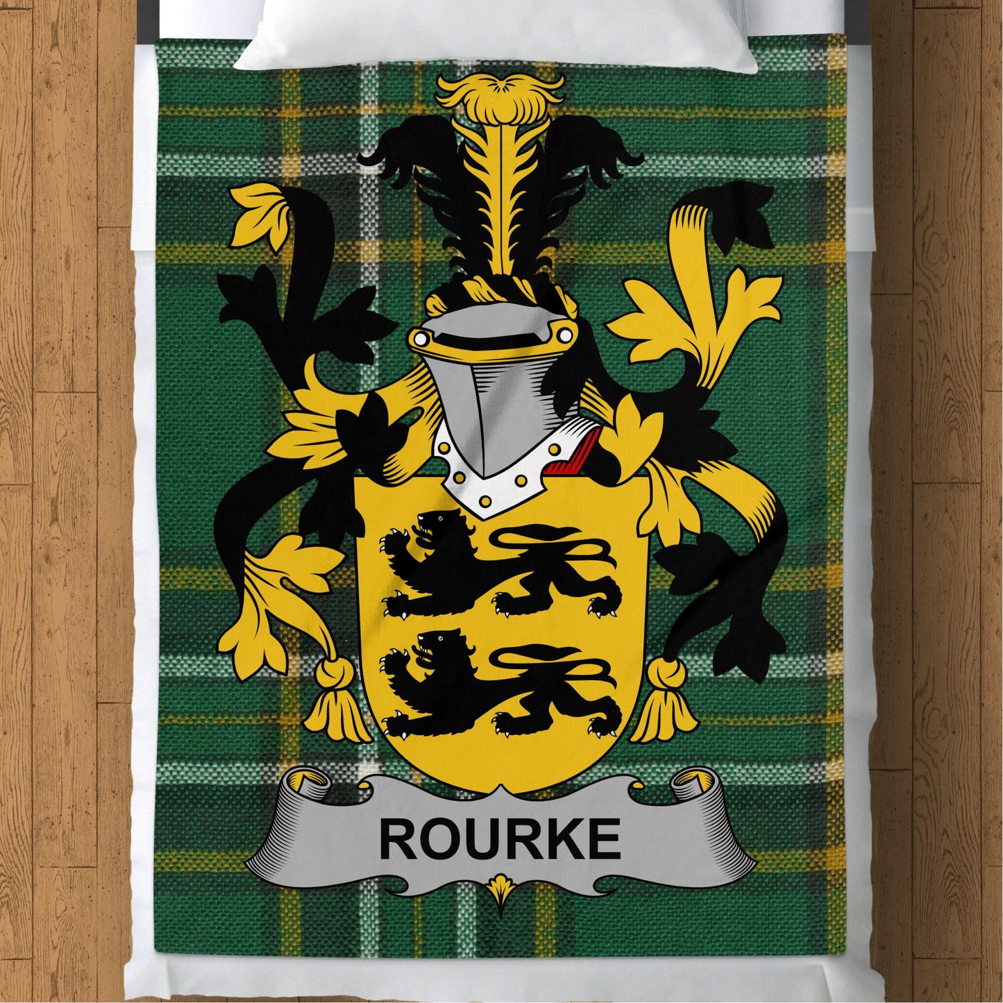 Rourke Surname Irish Tartan Throw Blanket - Living Stone Gifts