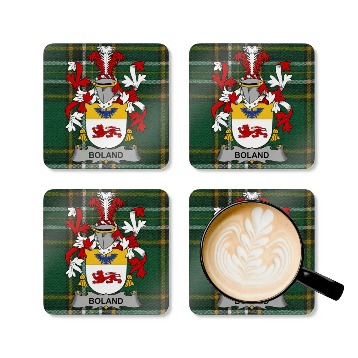 Personalized Crest Green Tartan Boland Coaster product type