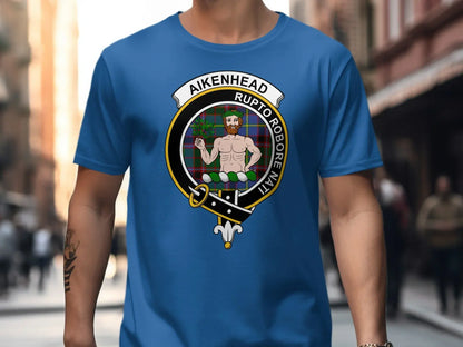 Aikenhead Clan Crest Tartan Printed T-Shirt Sweatshirt - Celtic Ancestry Gifts