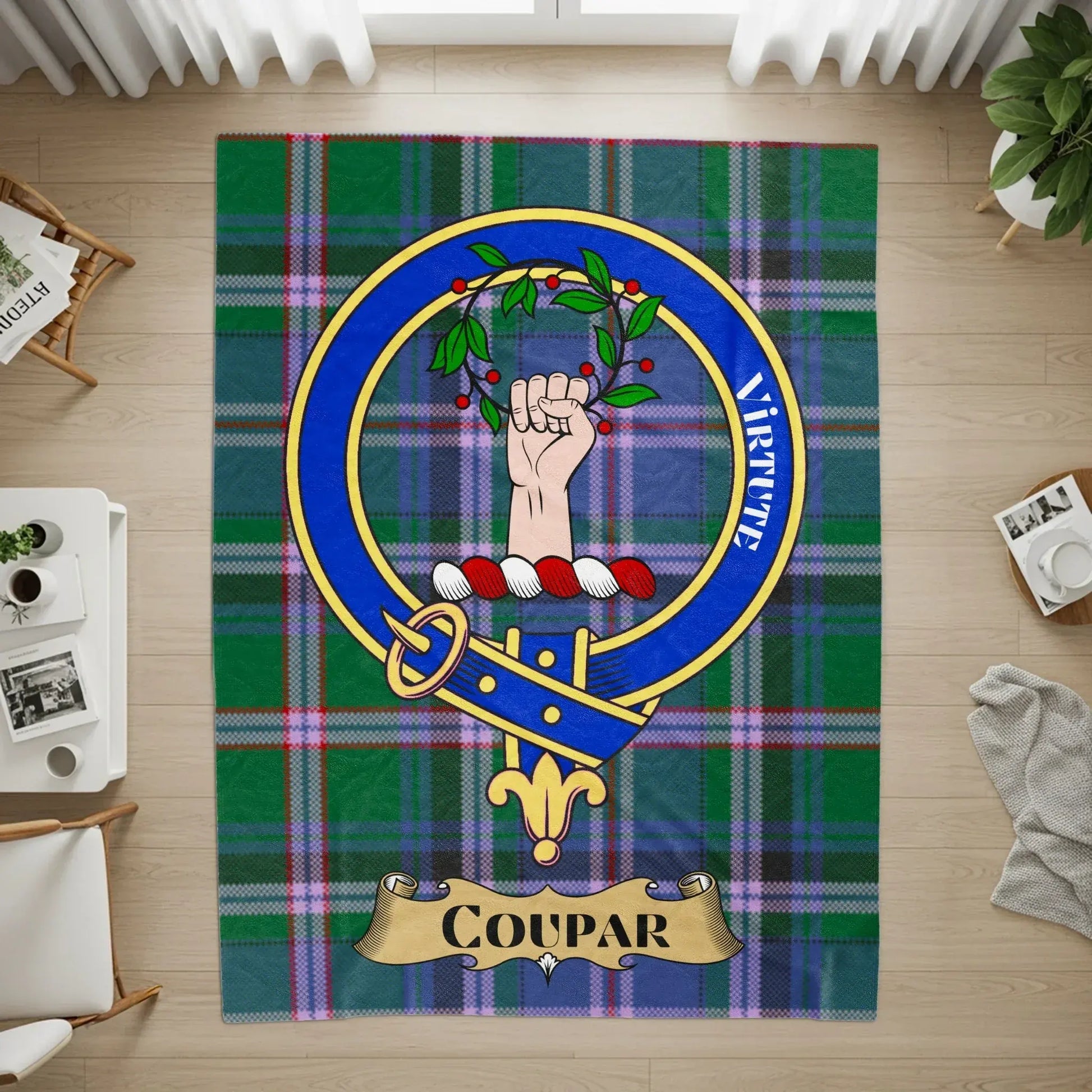 Coupar Tartan Virtuti Virtue Emblem Rug product