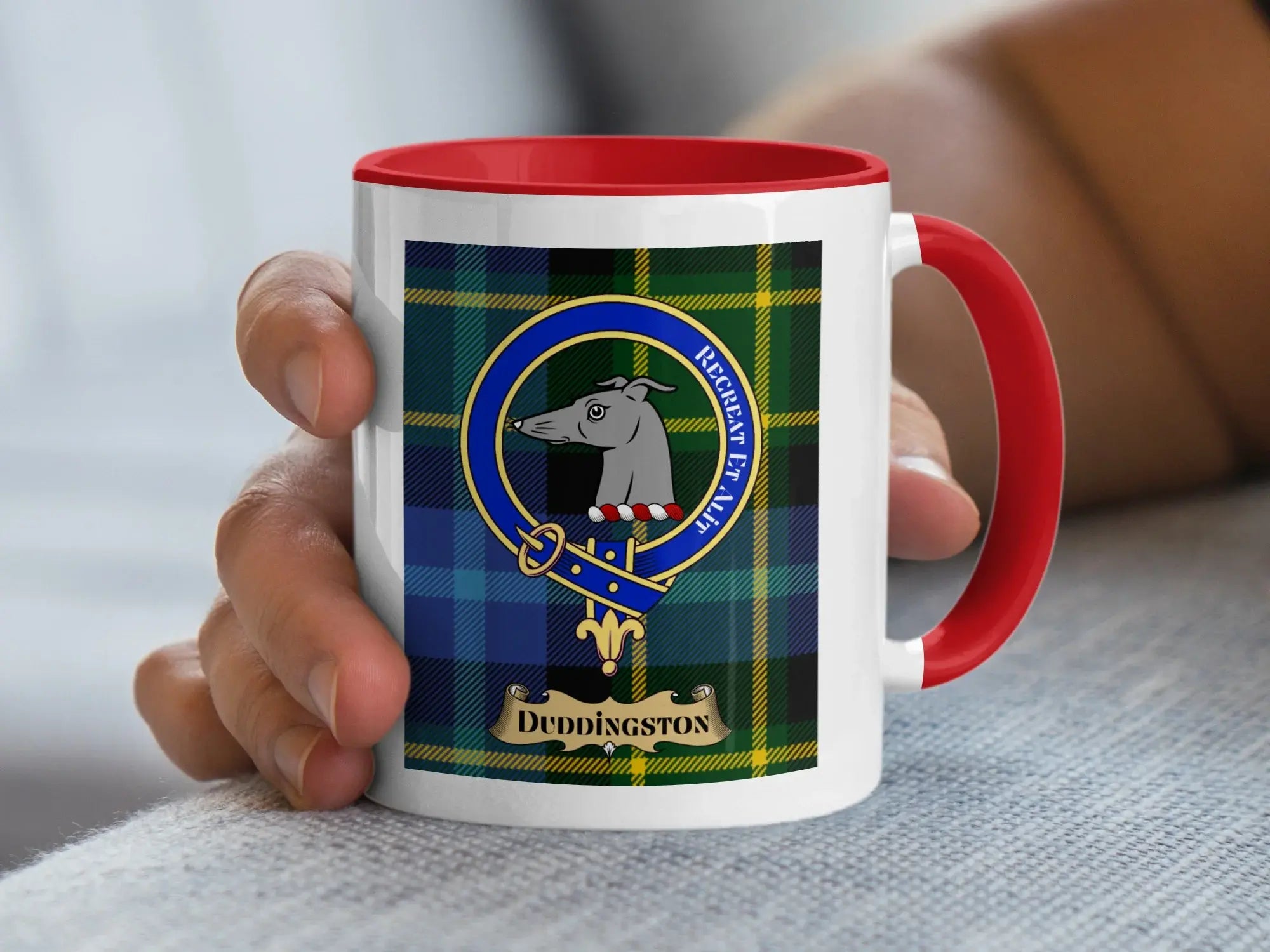 Duddingston Tartan Mug with Crest Design Coffee Cup