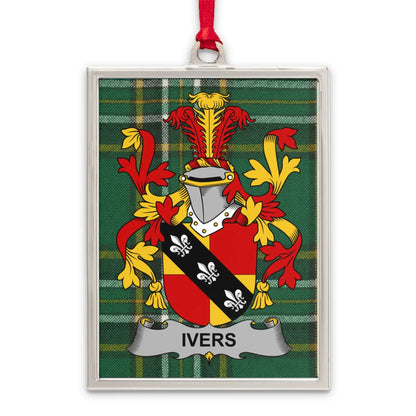 Ivers Family Crest Plaid Background Ornament product