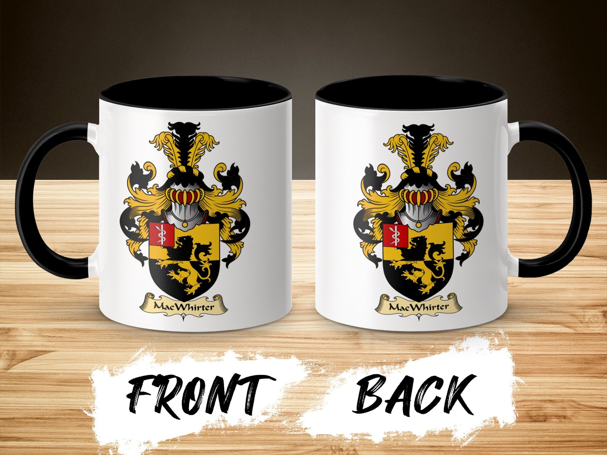 MacWhirter Family Crest Heraldic Emblem Accent Mug - Living Stone Gifts