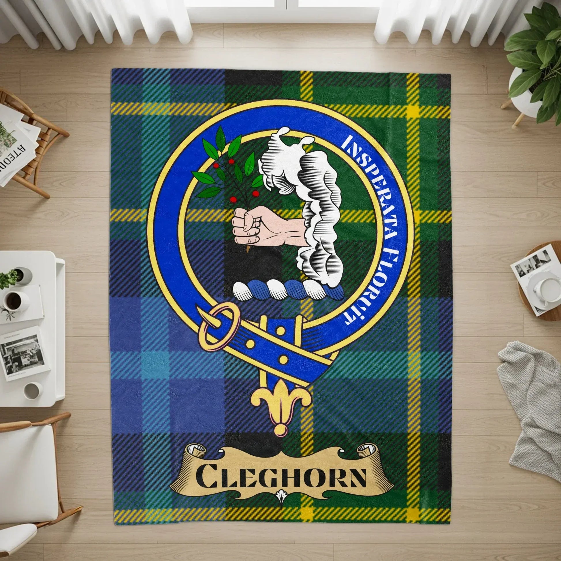 Cleghorn Family Tartan Clan Crest Area Rug product type