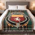 MacQuillan Irish National Tartan woven blanket with family crest emblem
