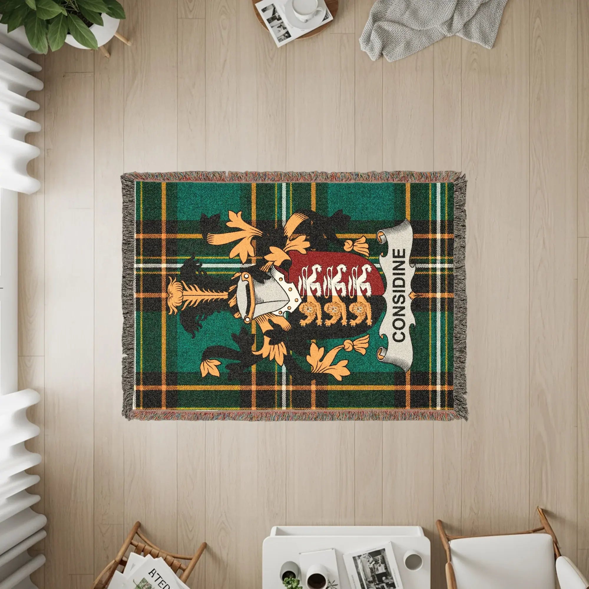 Considine Heraldic Crest Green Gold Black Plaid product type