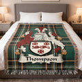 Thompson Irish heritage woven blanket with family crest emblem