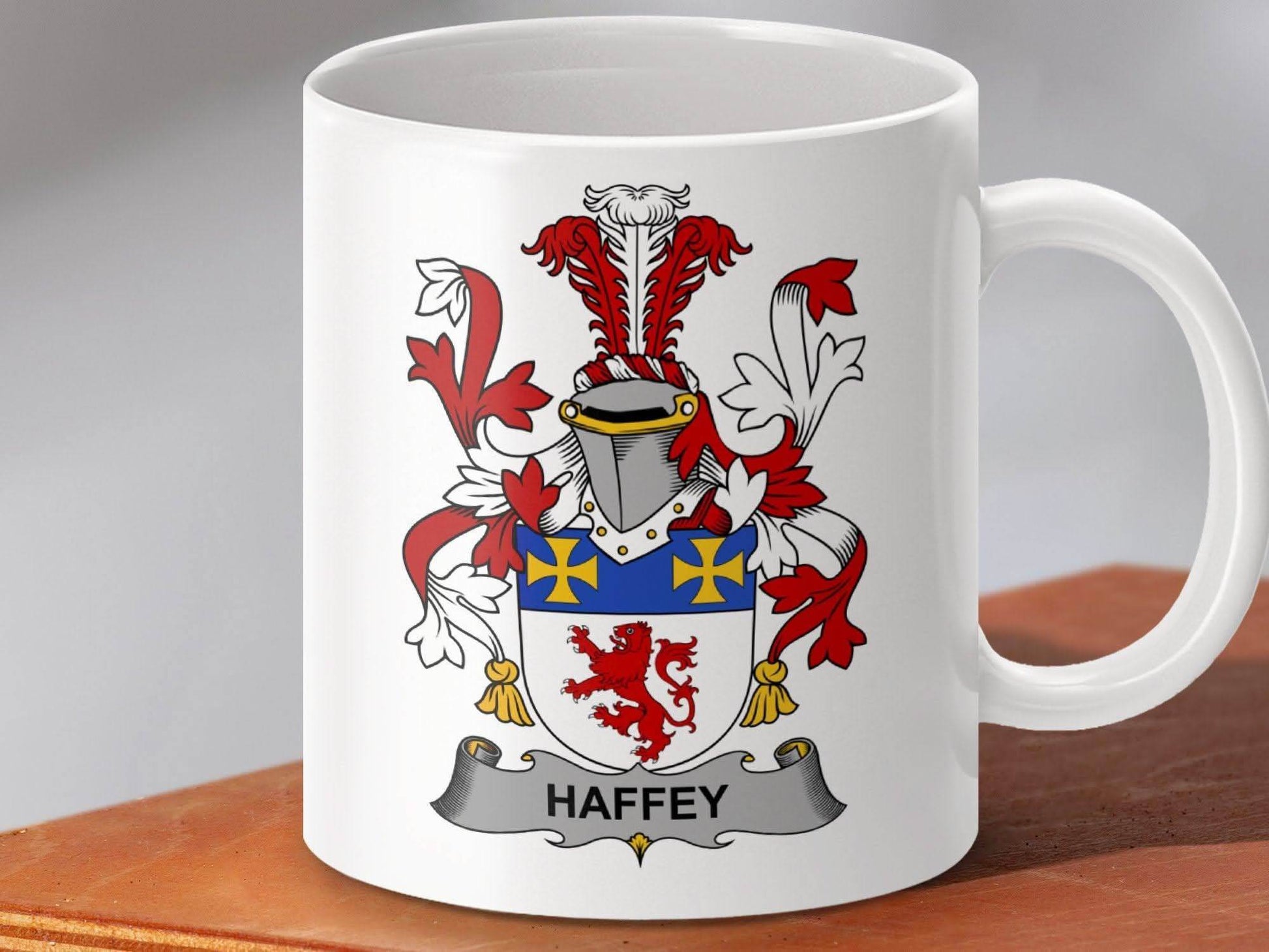 Haffey Irish Family Crest Unique Design Novelty Gift Mug - Celtic Ancestry Gifts