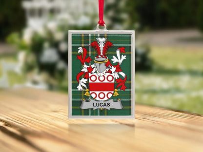 Customized Lucas Family Crest Plaid Design Ornament product type