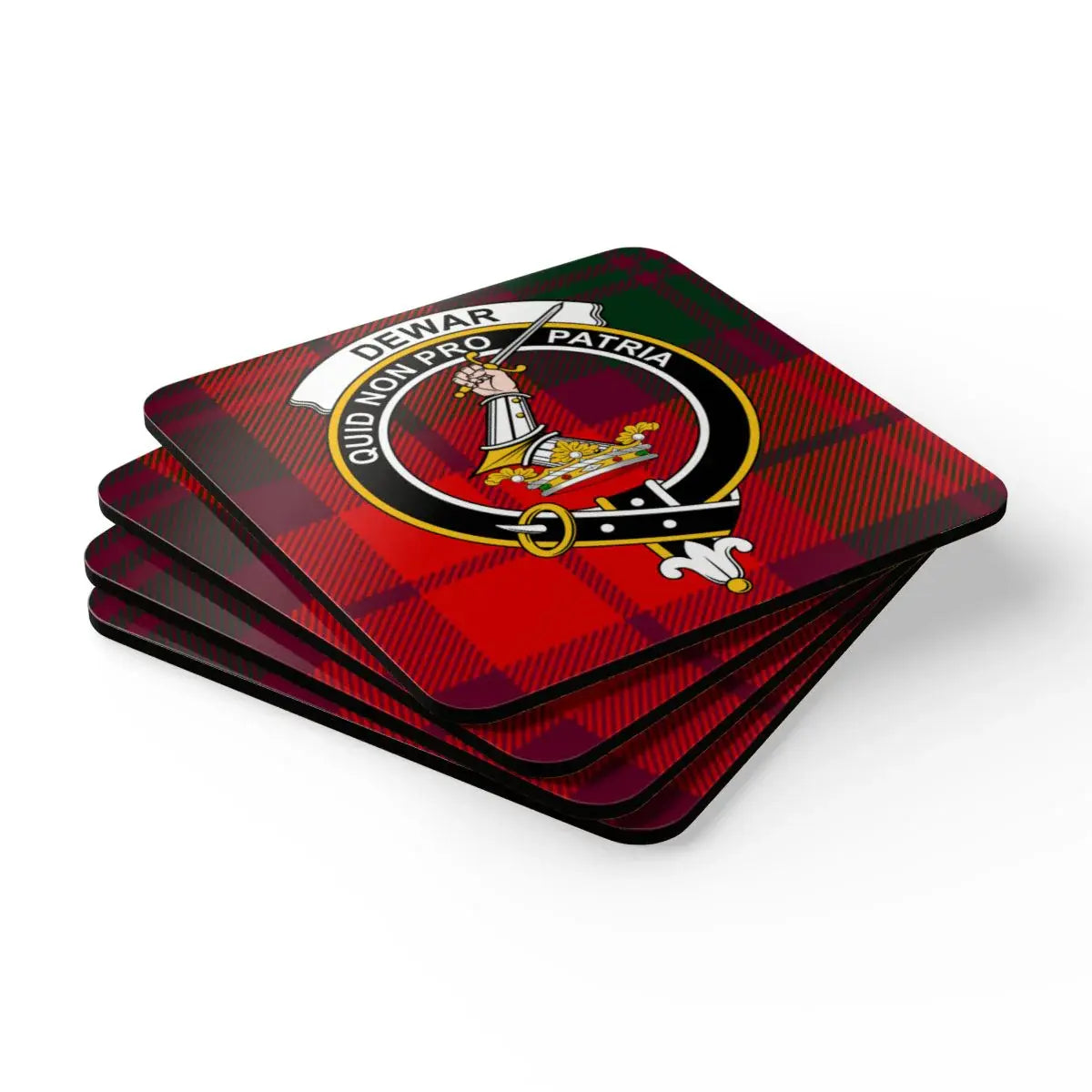 Dewar Tartan Clan Crest Design Square Coasters product type