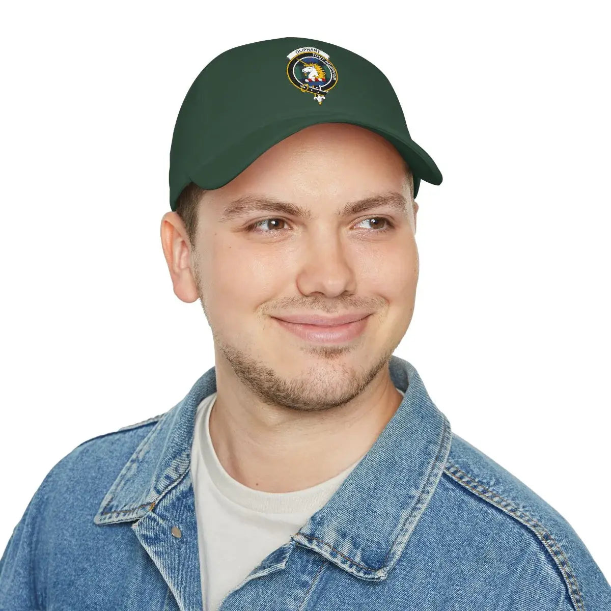 Clan Oliphant cap in dark green — printed clan crest, low-profile cotton fit