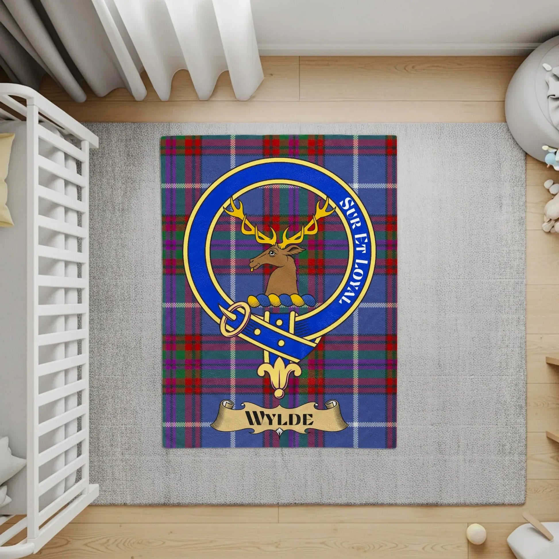 Wylde Family Crest Reindeer Tartan Pattern product type