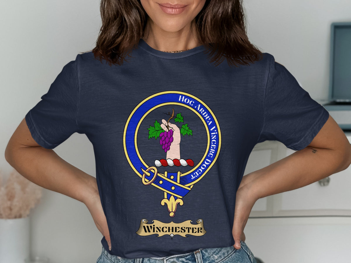 Winchester Scottish clan crest design on Navy T-shirt