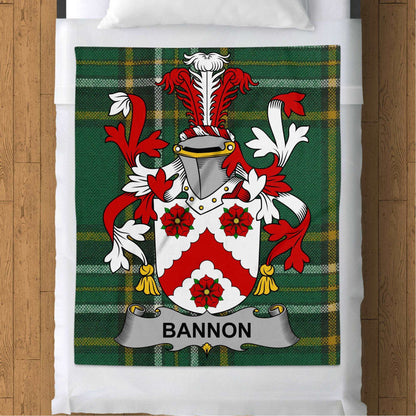 Bannon Surname Irish Tartan Throw Blanket - Living Stone Gifts