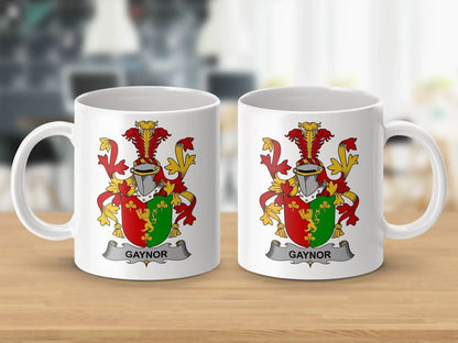 Gaynor Surname Irish Family Crest Mug - Celtic Ancestry Gifts