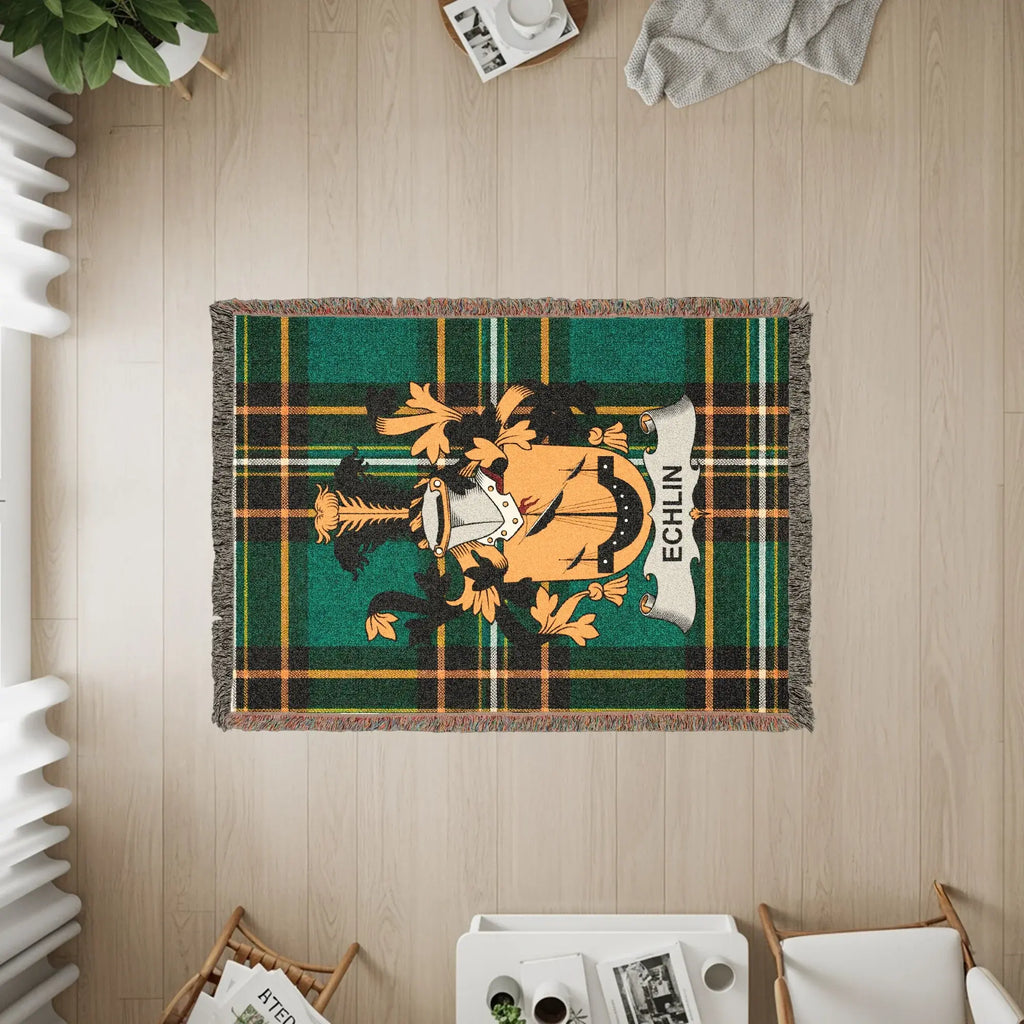 Green Tartan Echlin Family Crest Woven Blanket product type