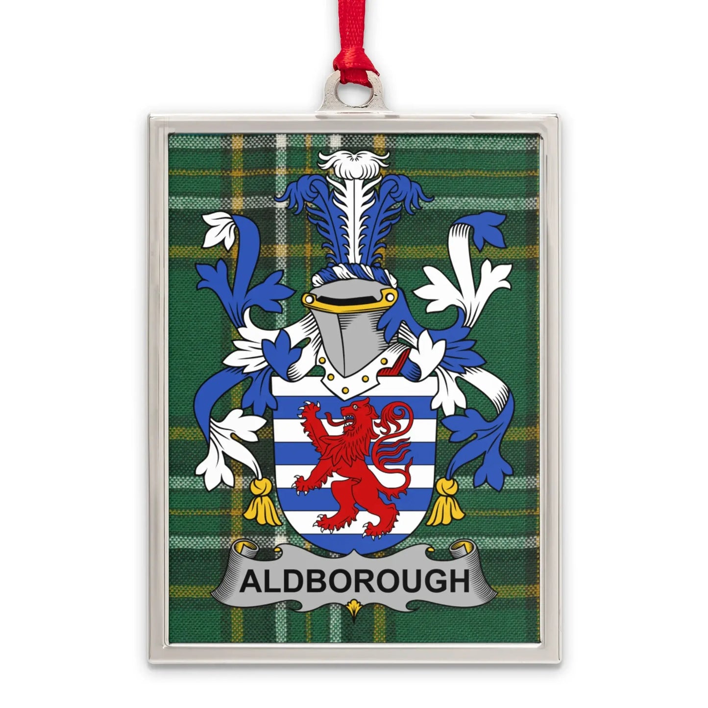 Aldborough Family Crest Plaid Pattern Hanging Ornament