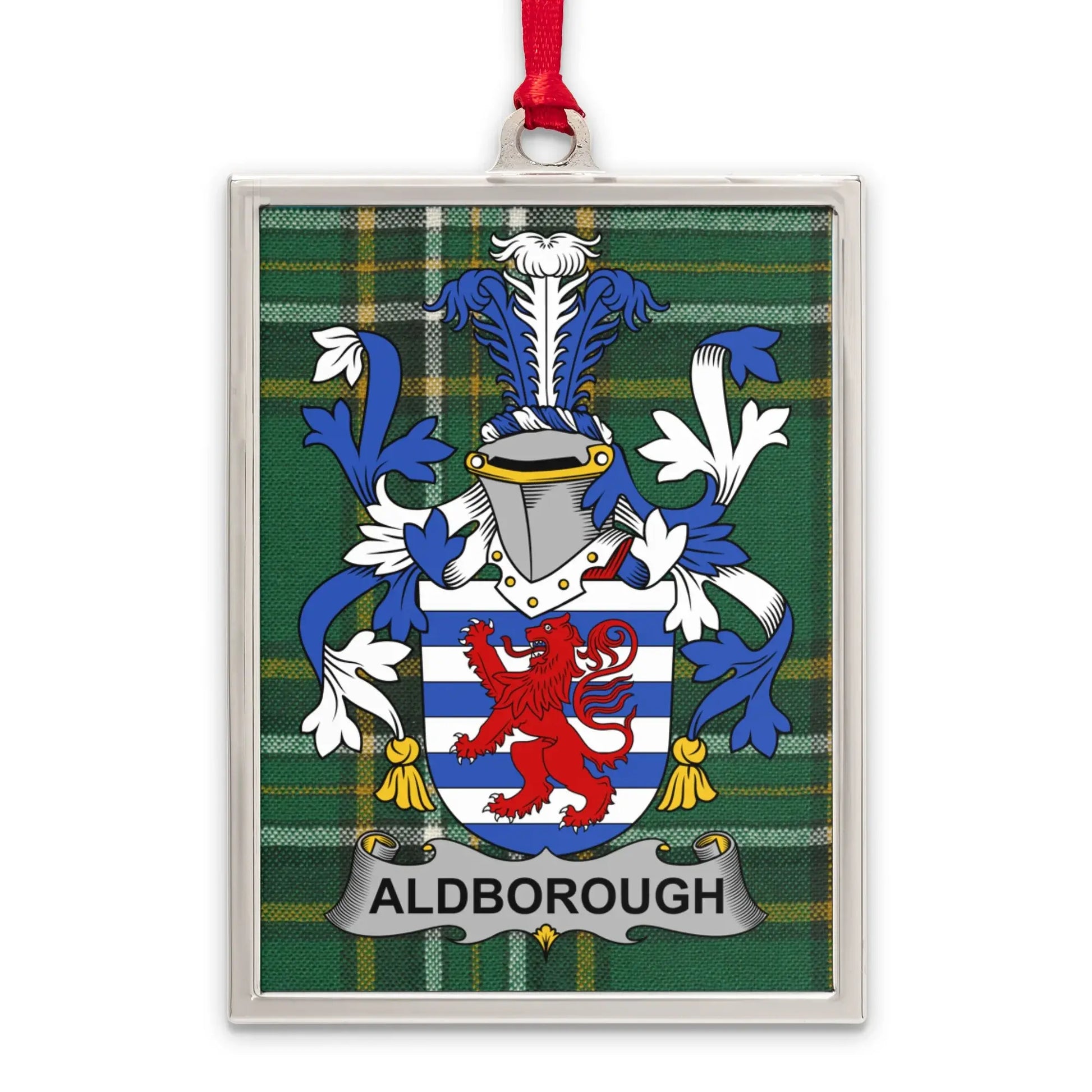 Aldborough Family Crest Plaid Pattern Hanging Ornament
