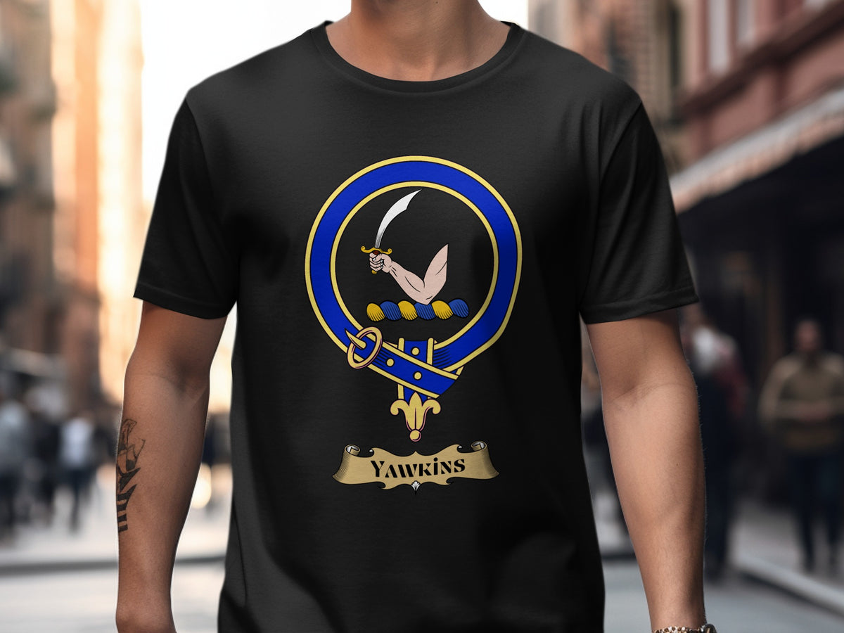Yawkins Scottish clan crest design on Black T-shirt