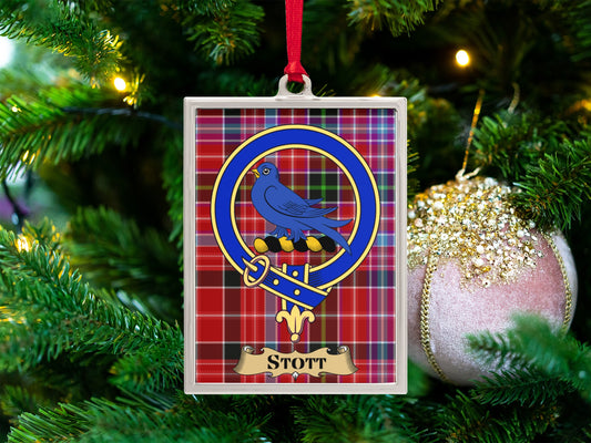 Blue Bird Crest on Red Plaid Holiday Ornament product