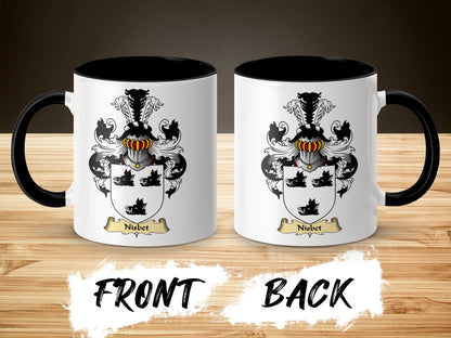 Elegant Nisbet Family Coat of Arms Design Black Mug - Living Stone Gifts