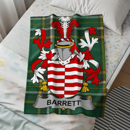 Barrett Family Crest Green Plaid Emblem Blanket product