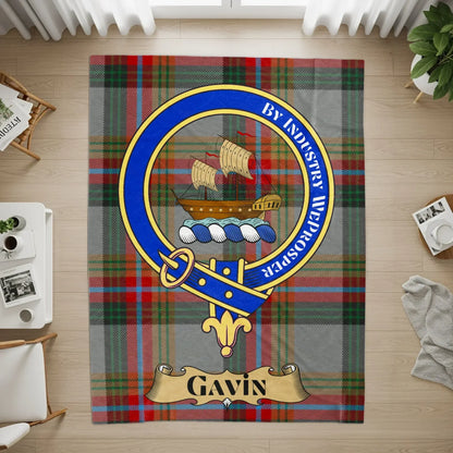 Custom Tartan Plaid Rug with Family Crest product