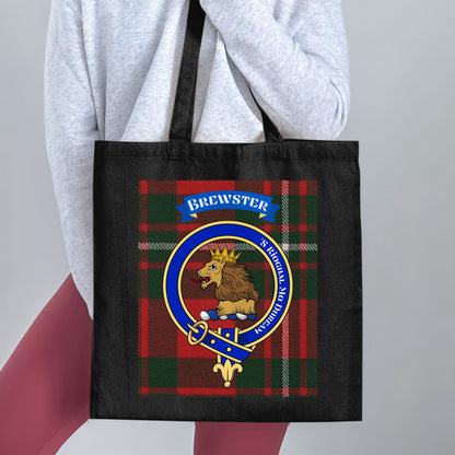 Brewster clan Scottish Tartan Background Tote Bag - Living Stone Gifts