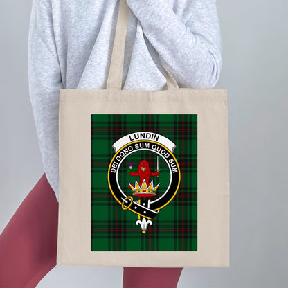 Clan Lundin Scottish Crest Tartan Tote Bag - Living Stone Gifts