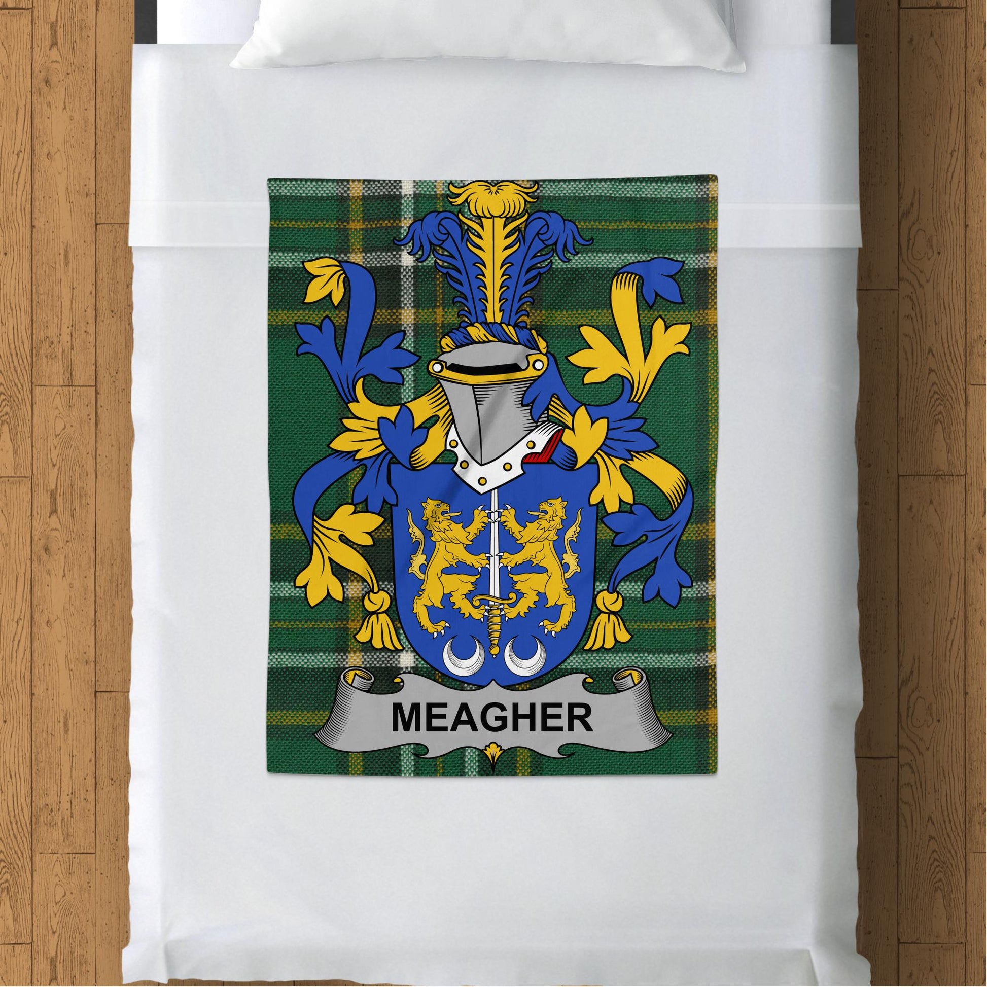 Meagher Surname Irish Tartan Fleece Throw Blanket - Living Stone Gifts