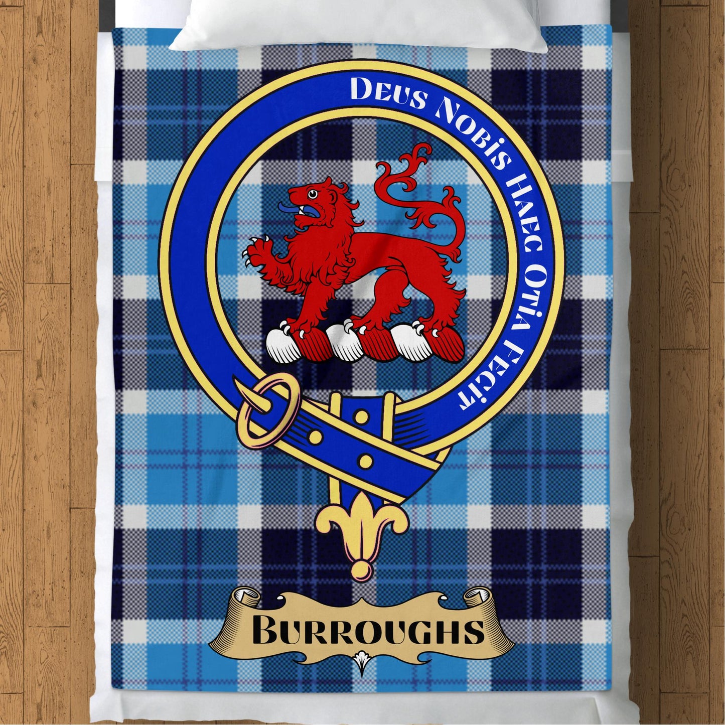 Scottish Clan Burroughs Crest Tartan Throw Blanket - Living Stone Gifts