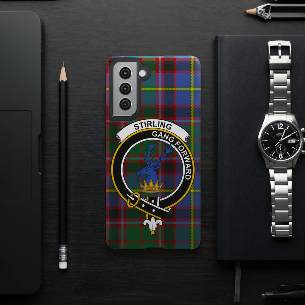 Stirling gang forward tartan phone case — red plaid, Samsung variant