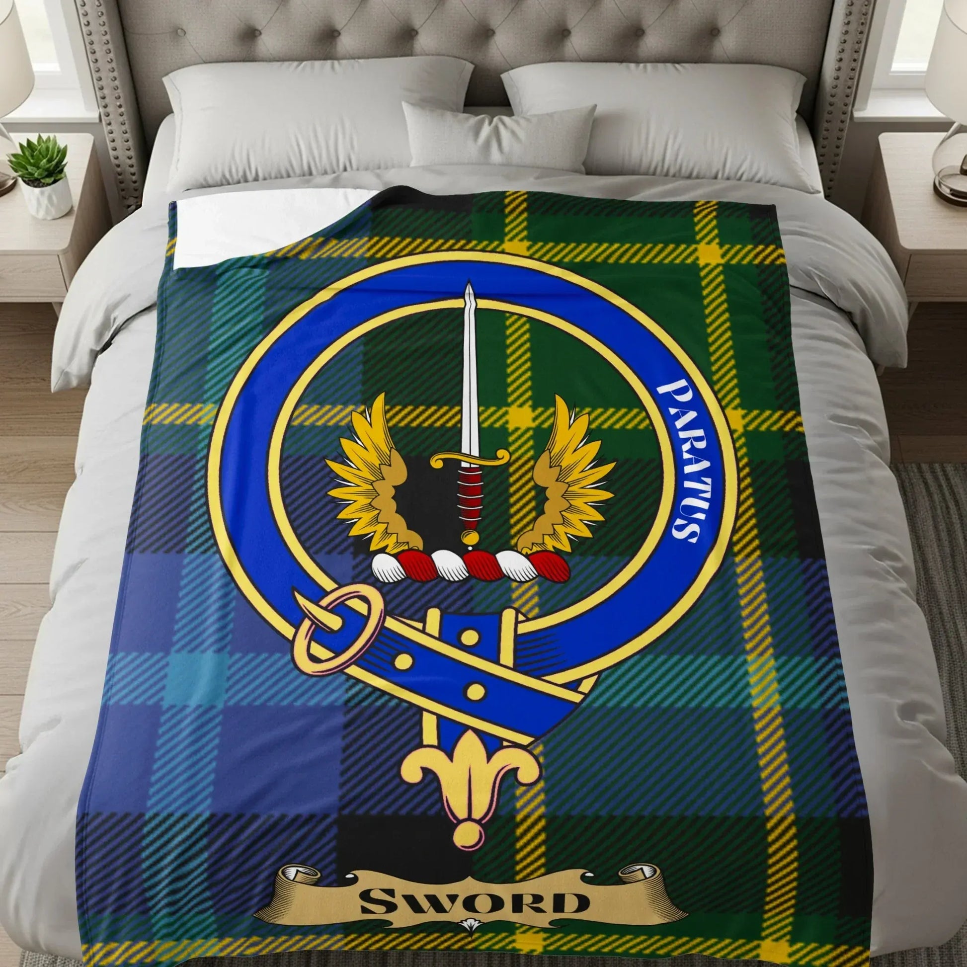 Tartan Pattern Sword Crest Blanket product