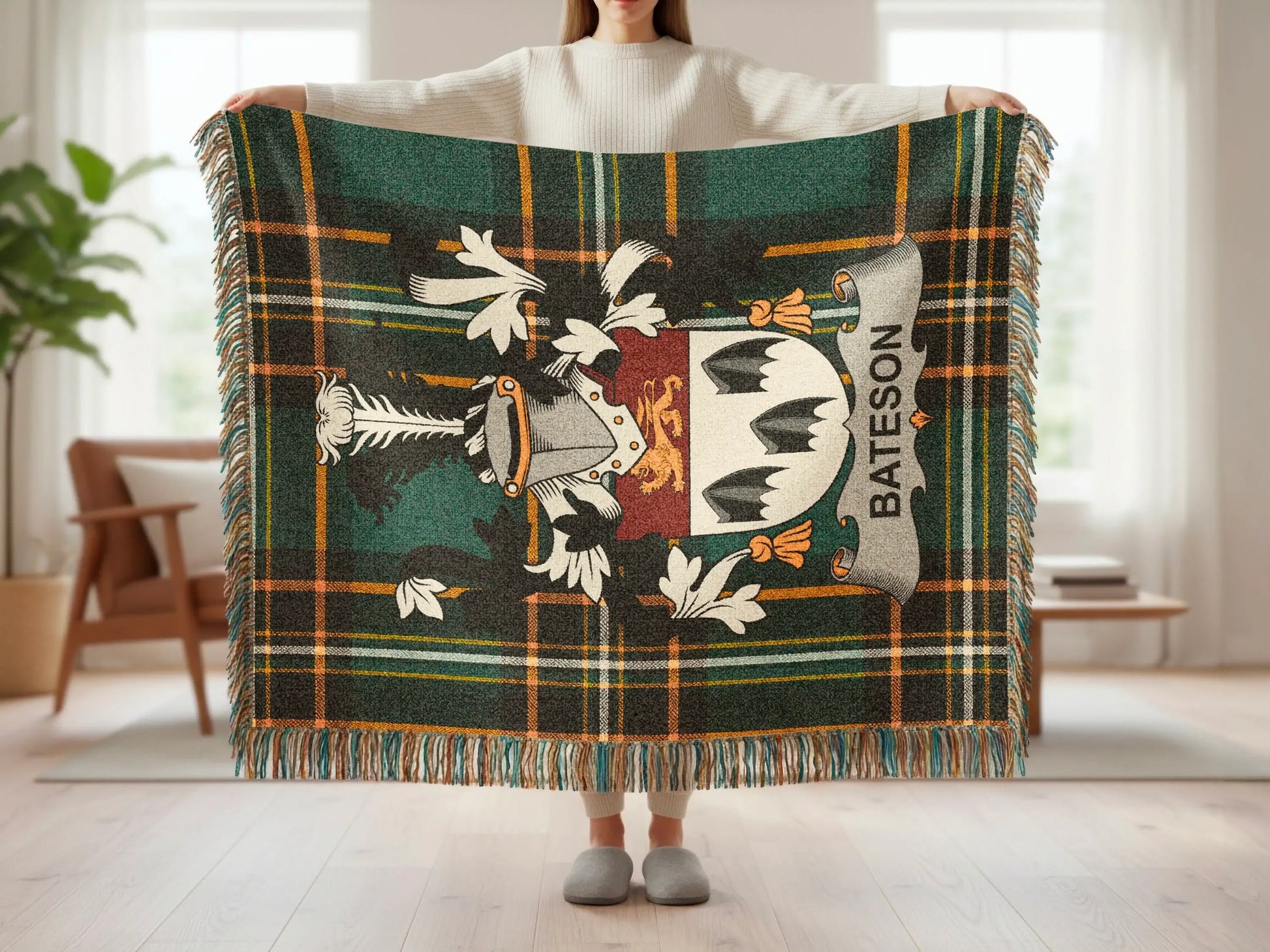 Bateson Family Crest Tartan Plaid Pattern Blanket Throw product type