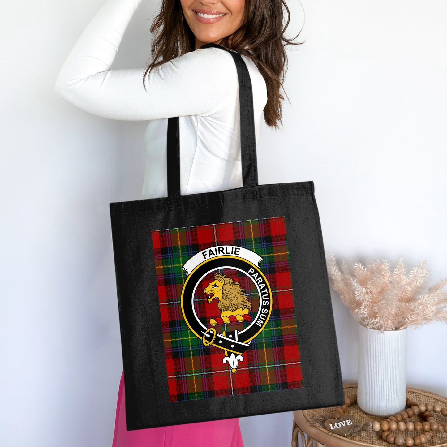 Fairlie Clan Scottish Tartan Crest Tote Bag - Living Stone Gifts