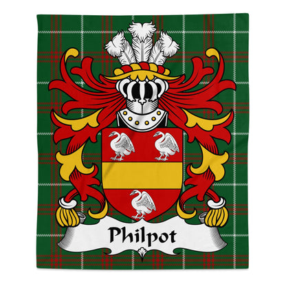 Philpot Surname Coat of Arms Welsh National Tartan Blanket - Living Stone Gifts