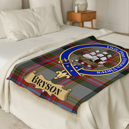 Scottish Clan Bryson Crest Tartan Throw Blanket - Living Stone Gifts