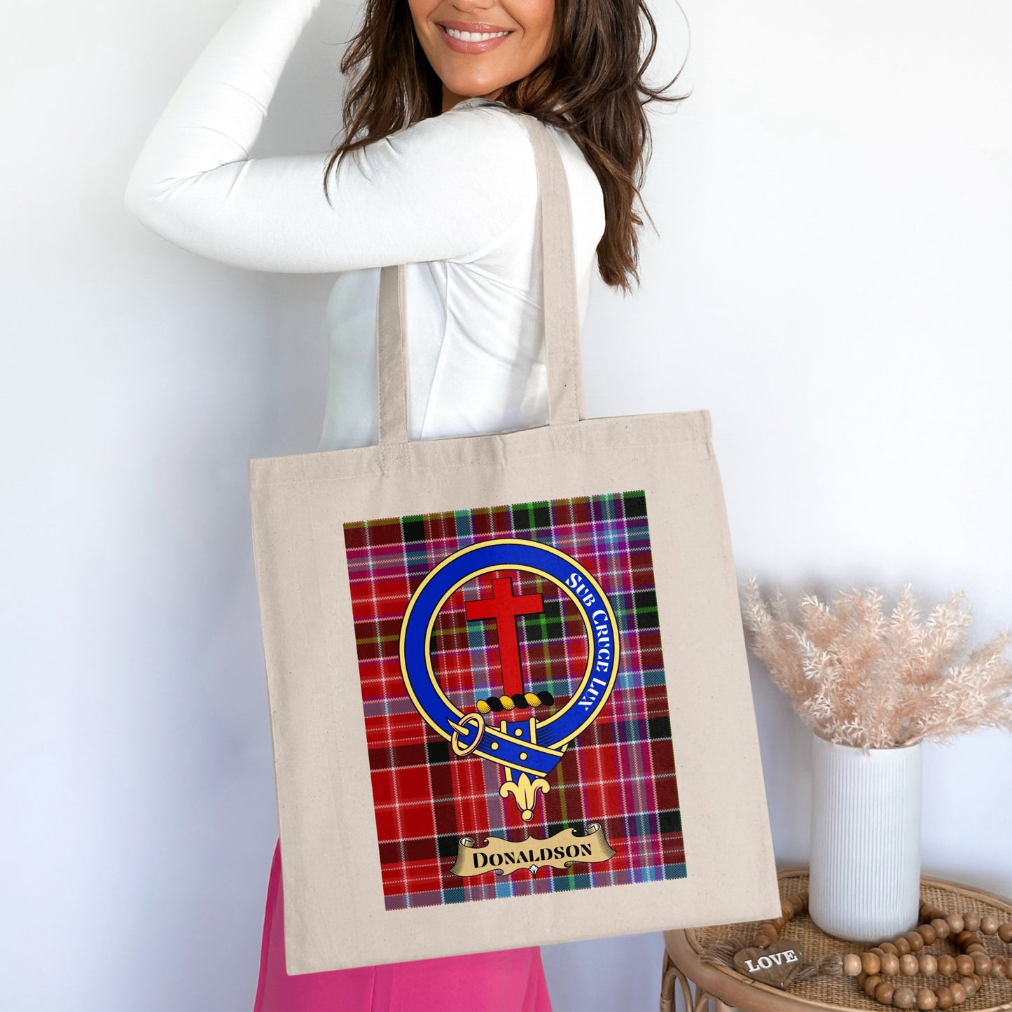 Donaldson clan crest scottish tartan Tote Bag - Living Stone Gifts