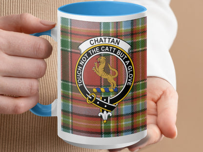 Clan Chatten Scottish Tartan Crest Coffee Mug - Living Stone Gifts