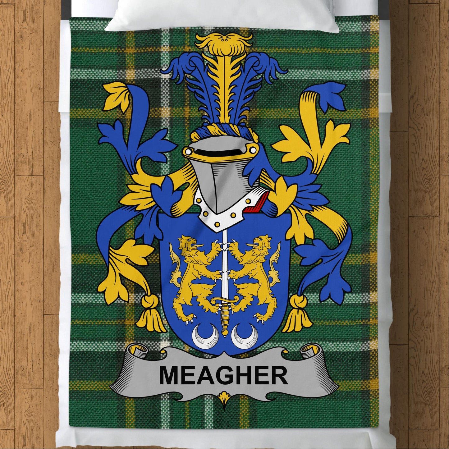 Meagher Surname Irish Tartan Fleece Throw Blanket - Living Stone Gifts