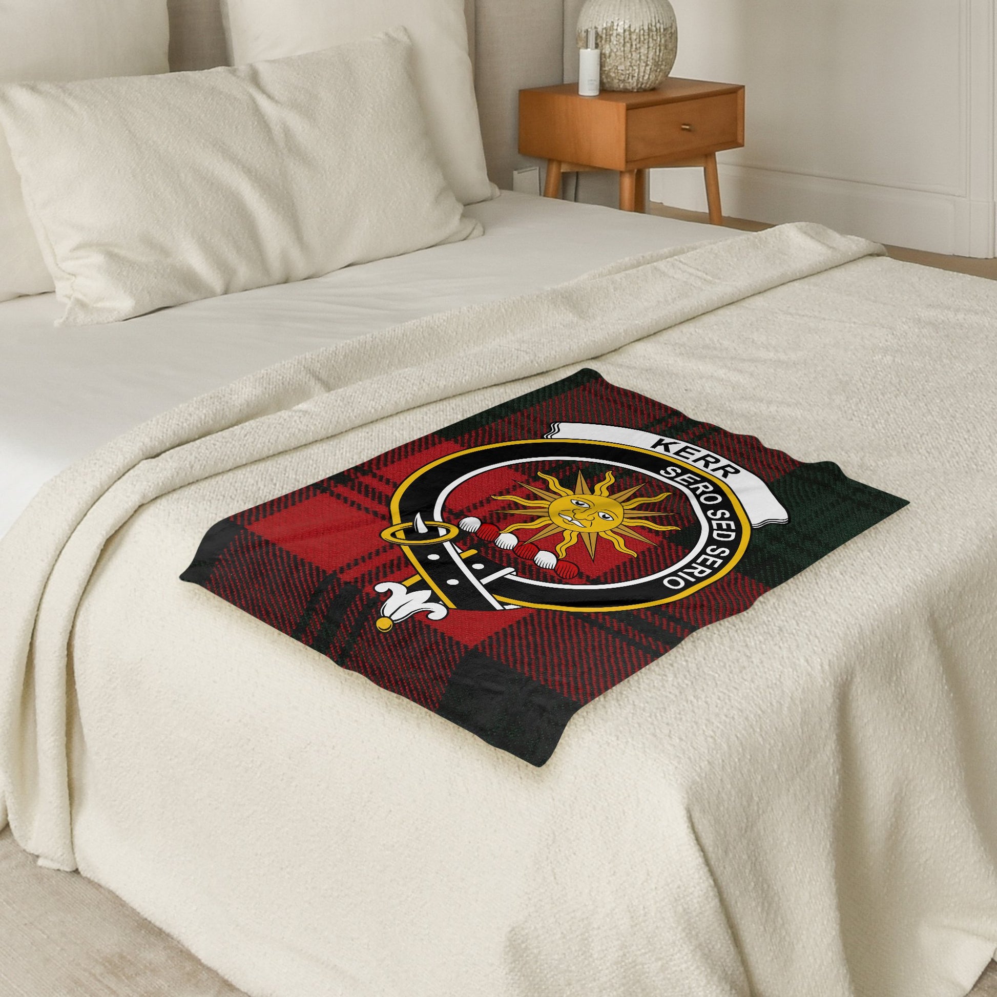 Scottish Clan Kerr Crest Tartan Blanket - Living Stone Gifts