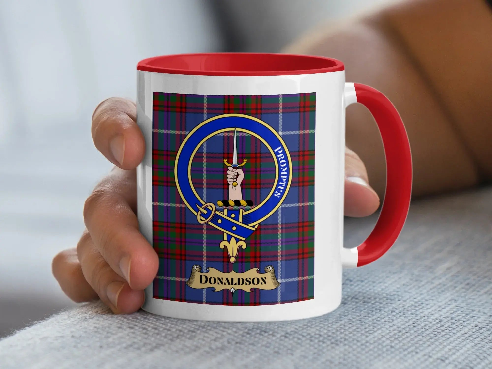 Donaldson family crest ceramic mug for everyday coffee and tea